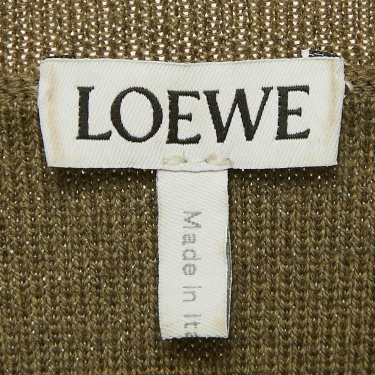 Pre Owned Loewe Green 3D Anagram Wool Knit Crop Sweater S