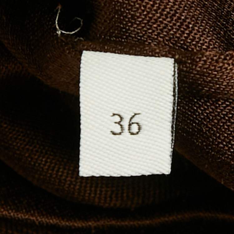 Pre Owned Loewe Brown Silk Anagram Embroidered Shirt S