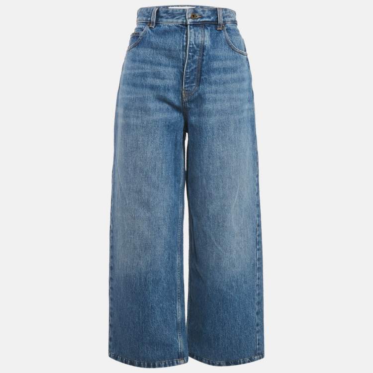 Pre Owned Loewe Blue Denim Wide Leg Jeans L