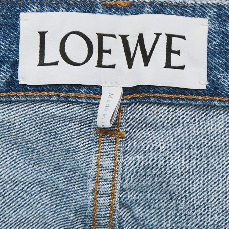 Pre Owned Loewe Blue Denim Wide Leg Jeans L