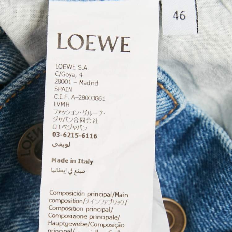 Pre Owned Loewe Blue Denim Wide Leg Jeans L