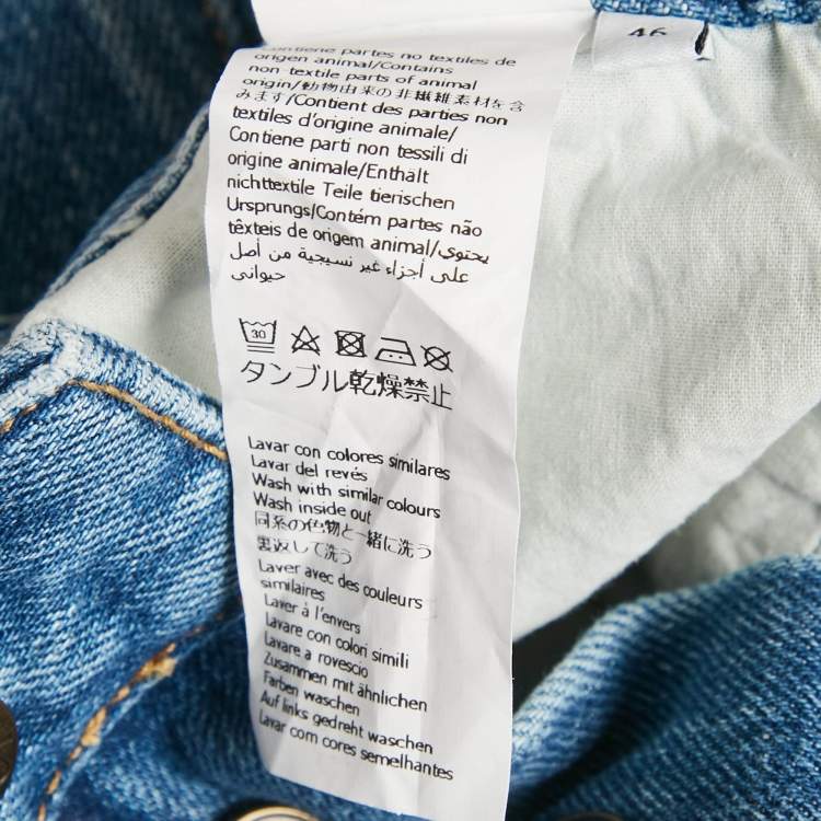 Pre Owned Loewe Blue Denim Wide Leg Jeans L