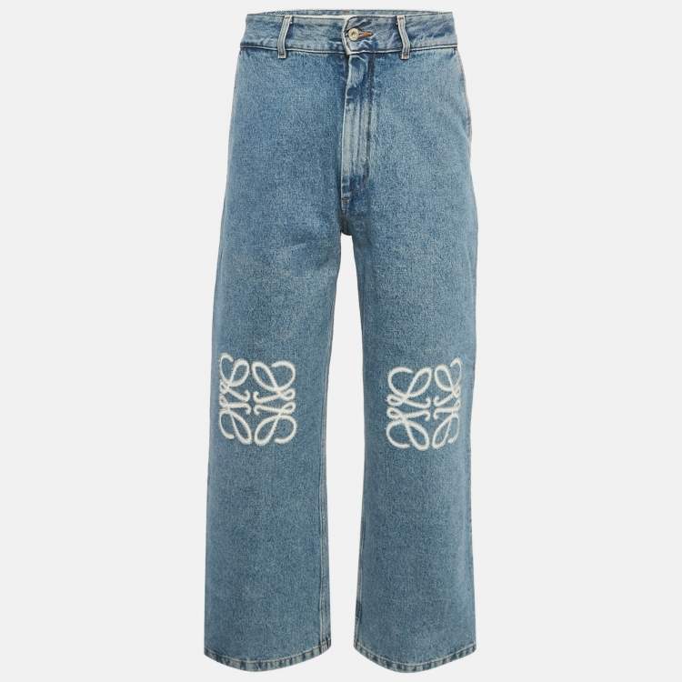 Pre Owned Loewe Blue Denim Anagram Baggy Jeans M/Waist 29"