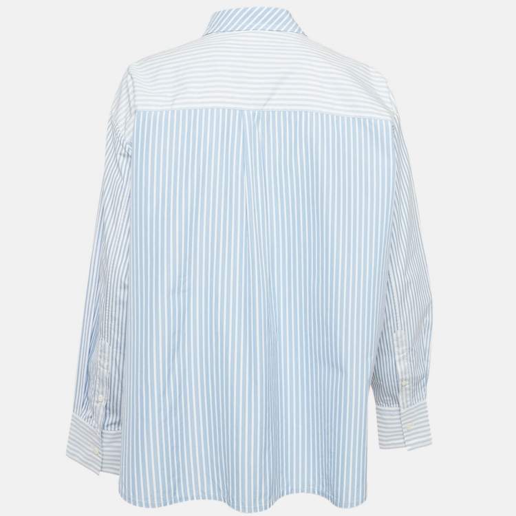 Pre Owned قميص لويفي قطن مخطط باللون الأزرق كبير الحجم مقاس وسط ( ميديم )