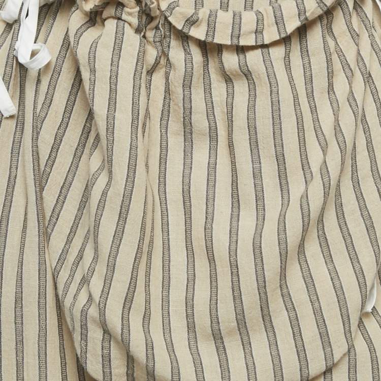 Pre Owned Loewe Beige Striped Ruched Detail Skirt M