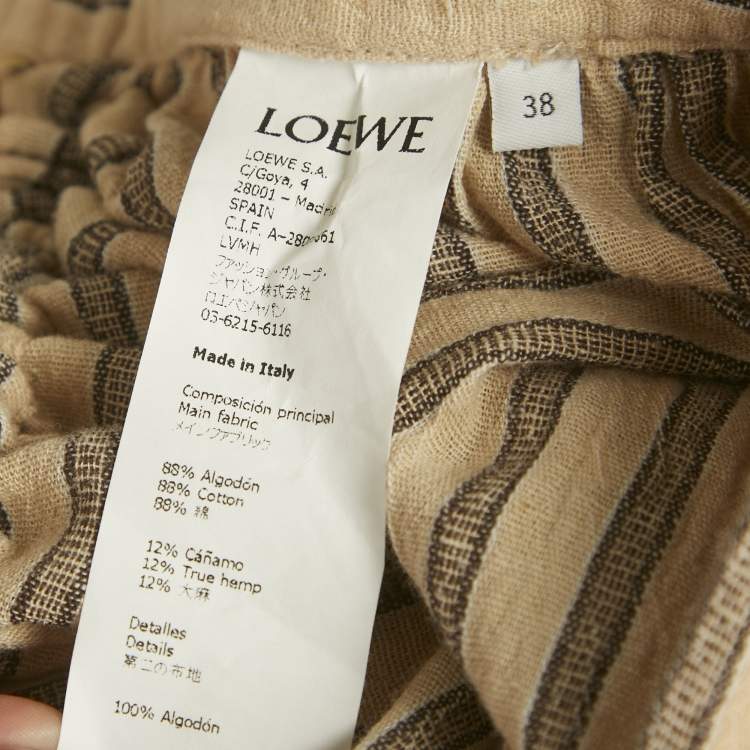 Pre Owned Loewe Beige Striped Ruched Detail Skirt M