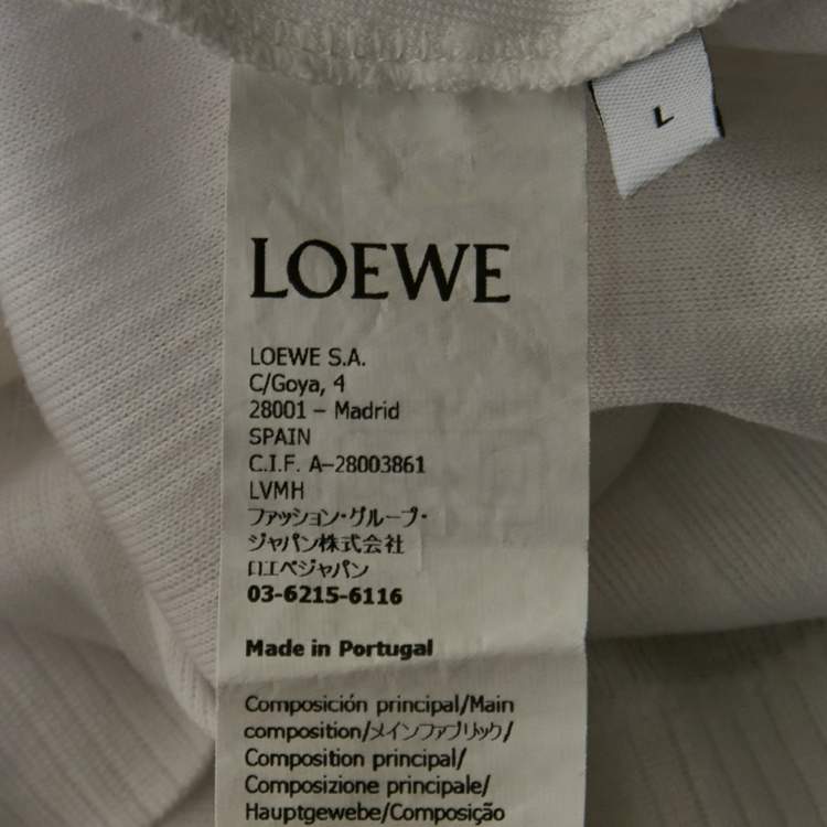 Pre Owned Loewe White Anagram Embroidered Rib Knit Crop Top L