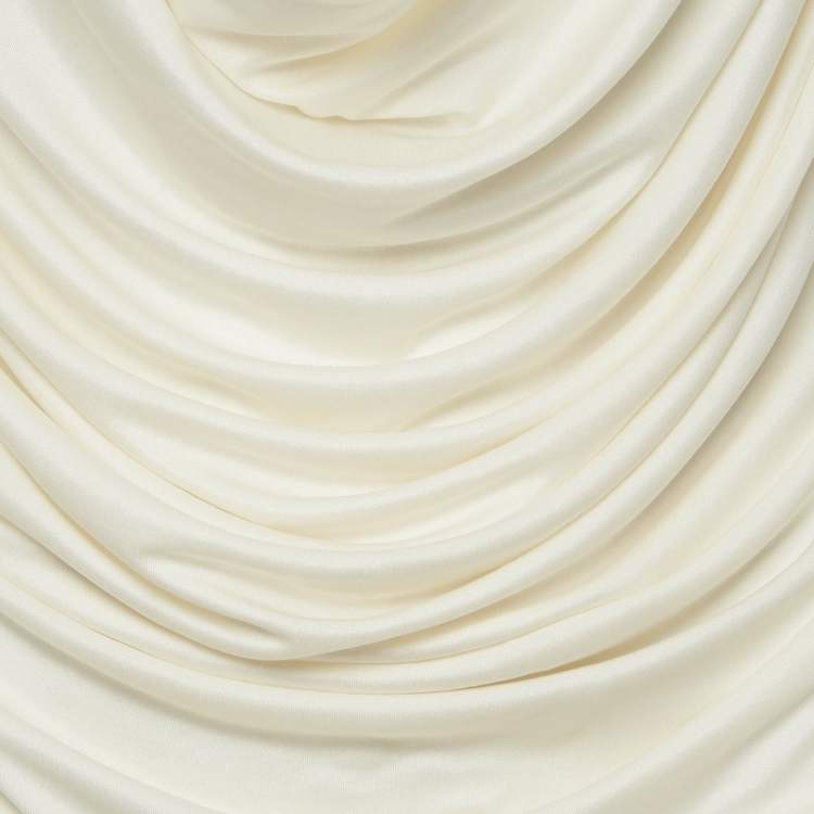 Pre Owned Loewe Cream Jersey Cowl Neck Chain Draped Top M