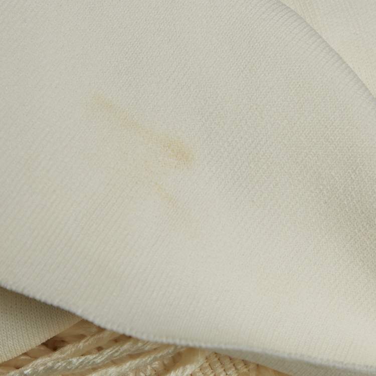 Pre Owned Loewe Cream Silk Sleeveless Asymmetric Fringe Dress S