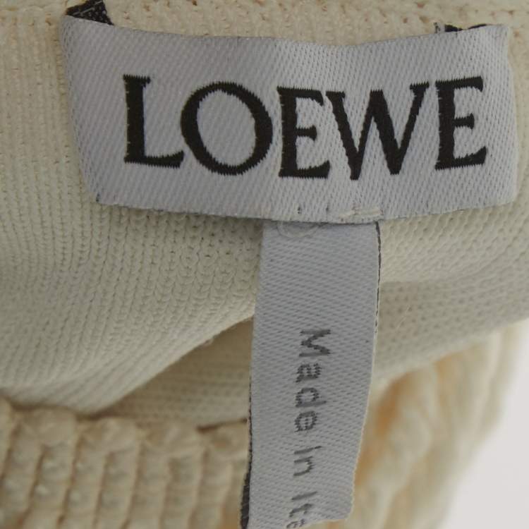 Pre Owned Loewe Cream Silk Sleeveless Asymmetric Fringe Dress S