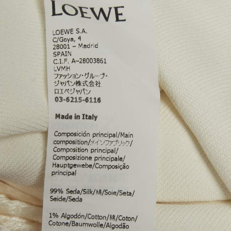 Pre Owned Loewe Cream Silk Sleeveless Asymmetric Fringe Dress S