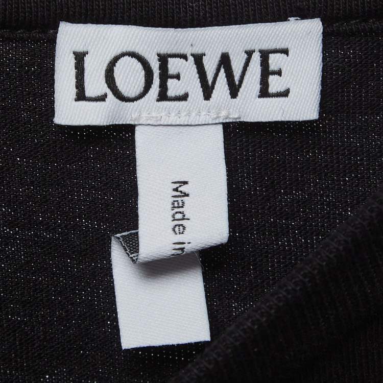 Pre Owned Loewe Black Logo Print Jersey Crewneck T-Shirt XS