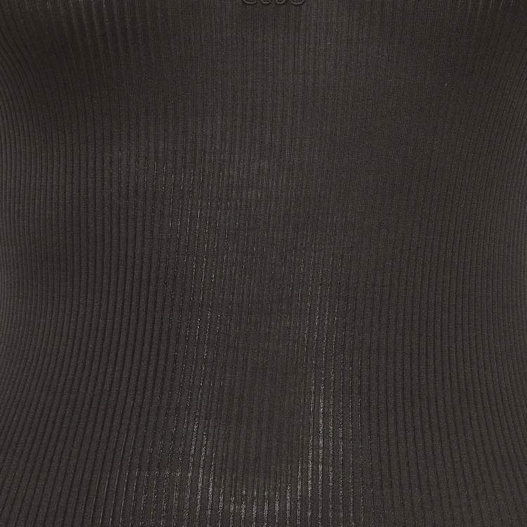 Pre Owned Loewe Black Logo Embroidered Rib Knit Tank Top S