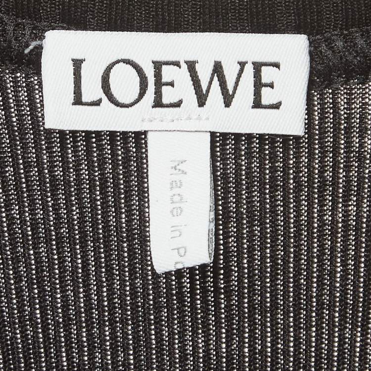 Pre Owned Loewe Black Logo Embroidered Rib Knit Tank Top S