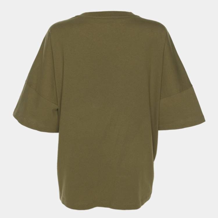 مملوكة مسبقًا Loewe Olive Green Knit Logo T-Shirt M