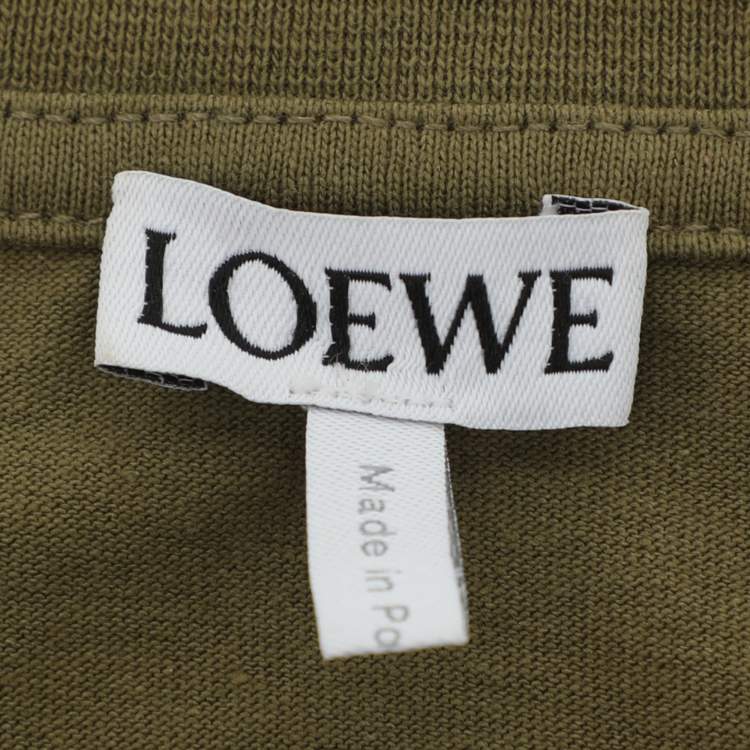 مملوكة مسبقًا Loewe Olive Green Knit Logo T-Shirt M
