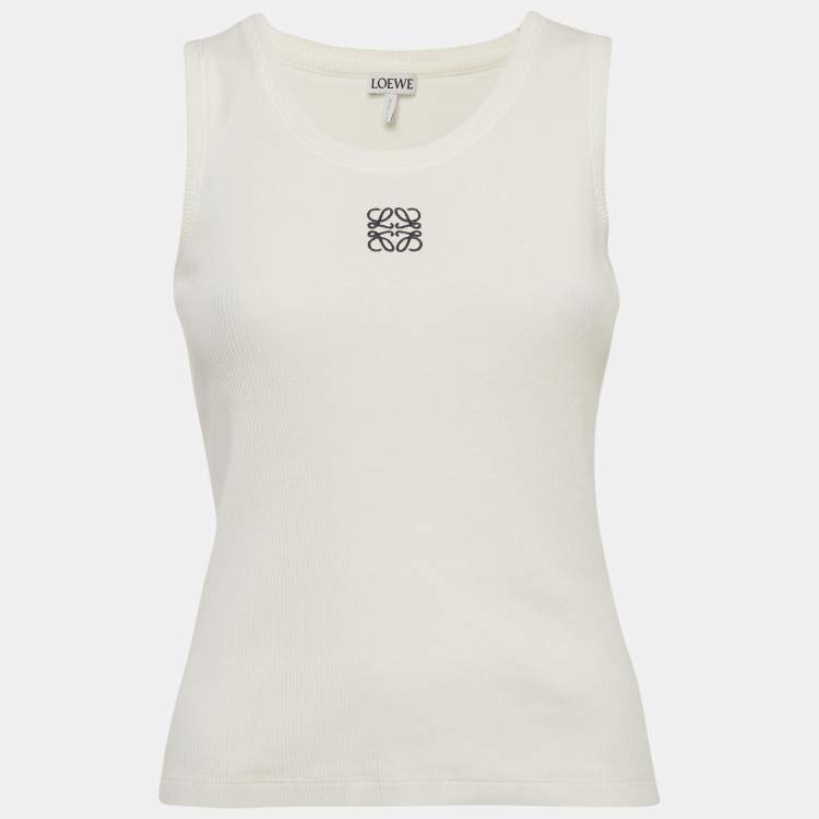 مملوكة مسبقًا Loewe White Jersey Anagram Tank Top S