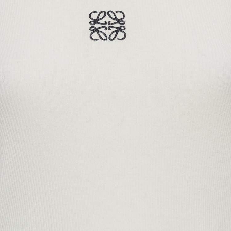 مملوكة مسبقًا Loewe White Jersey Anagram Tank Top S