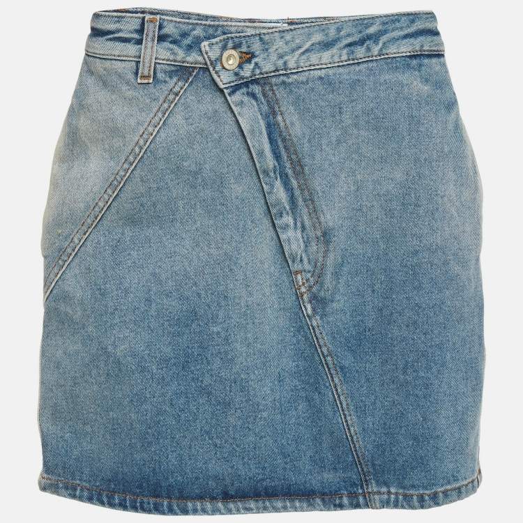 Pre Owned Loewe Blue Denim Anagram Mini Skirt S/Waist 24"