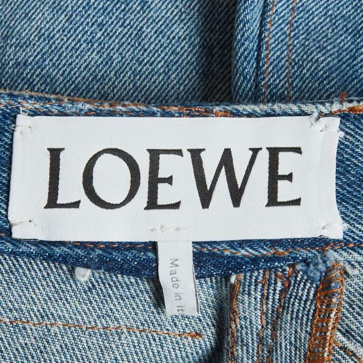 Pre Owned Loewe Blue Denim Anagram Mini Skirt S/Waist 24"