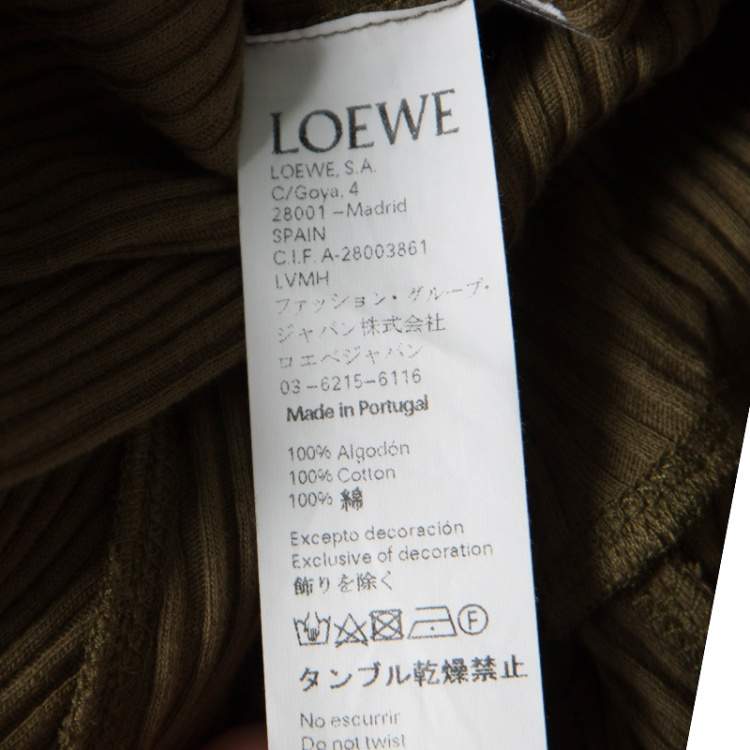 Pre Owned Loewe Khaki Green Ribbed Knit Godet Maxi Dress S