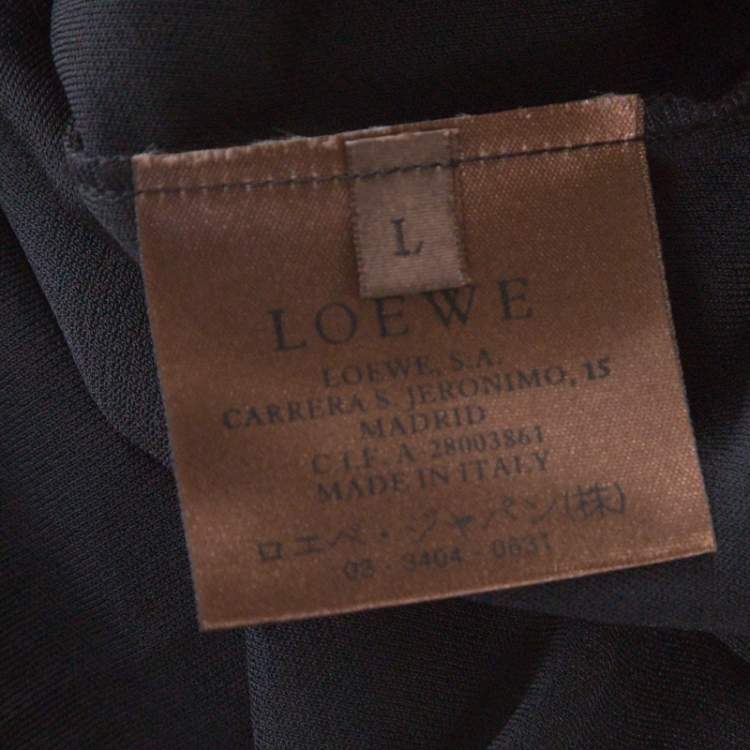 Pre Owned Loewe Black Crepe Knit Bateau Neck Tunic Top L