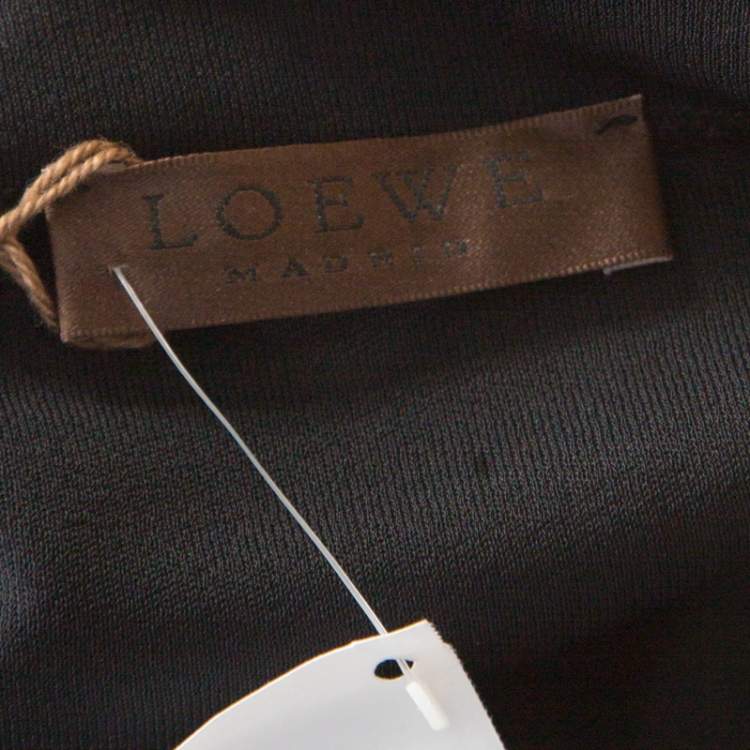 Pre Owned Loewe Black Crepe Knit Bateau Neck Tunic Top L