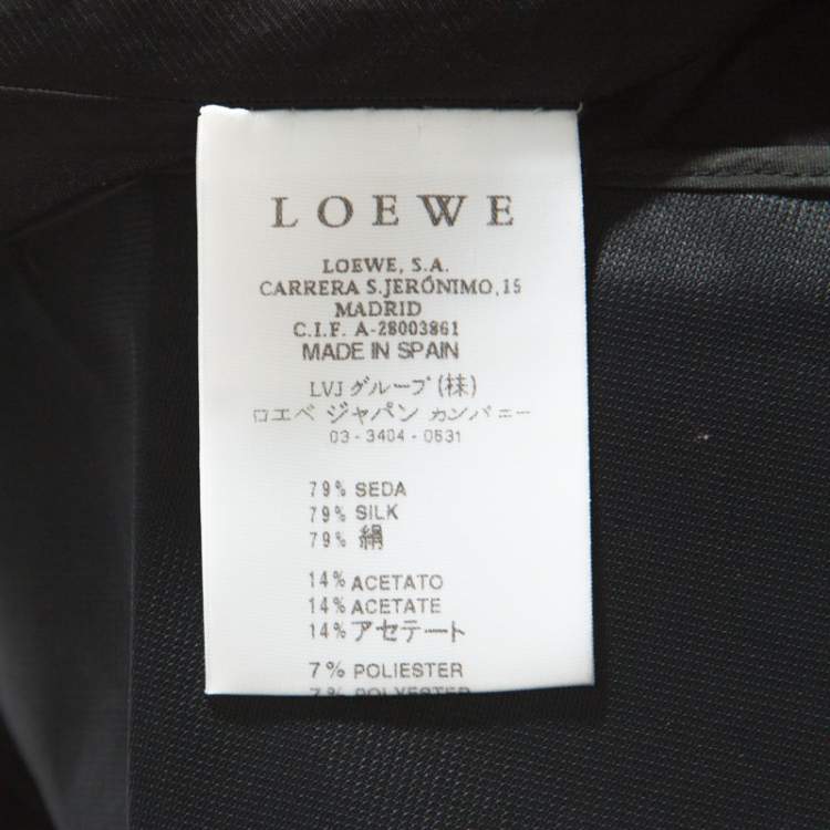 Pre Owned Loewe Brown and Metallic Blue Polka Dot Pattern Silk Pleat Detail Dress M