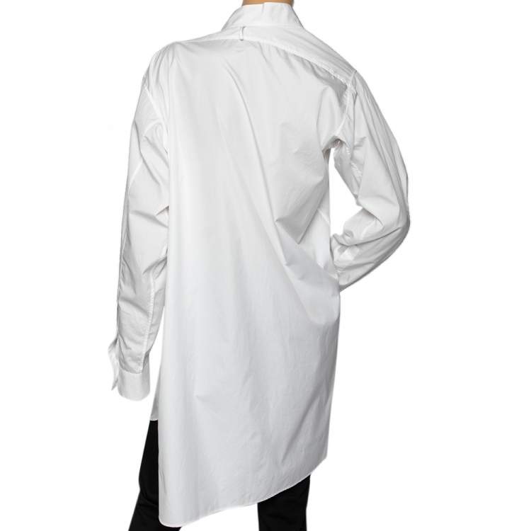 Pre Owned Loewe White Cotton Asymmetrical Button Front Shirt M