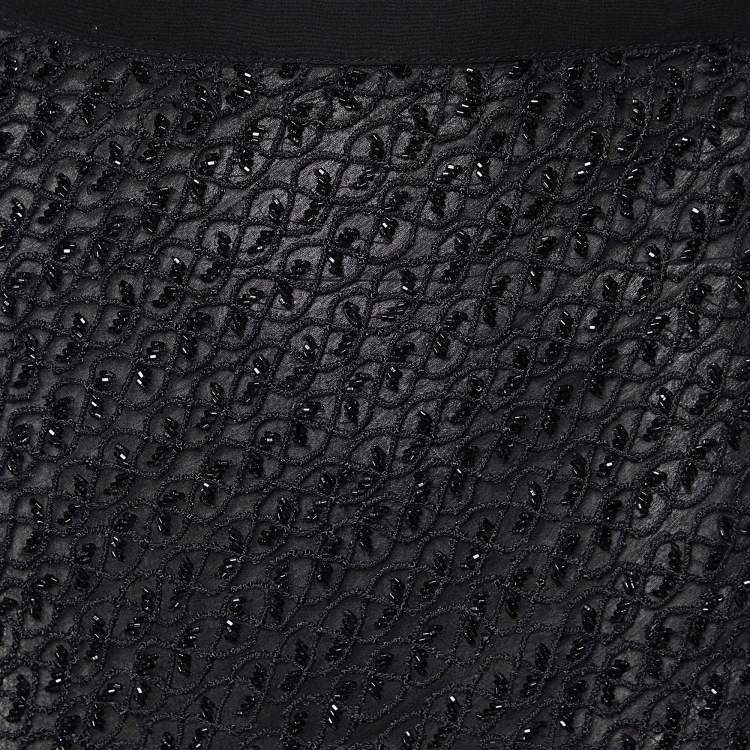 Pre Owned Loewe Black Bead Embellished Silk Maxi Skirt S