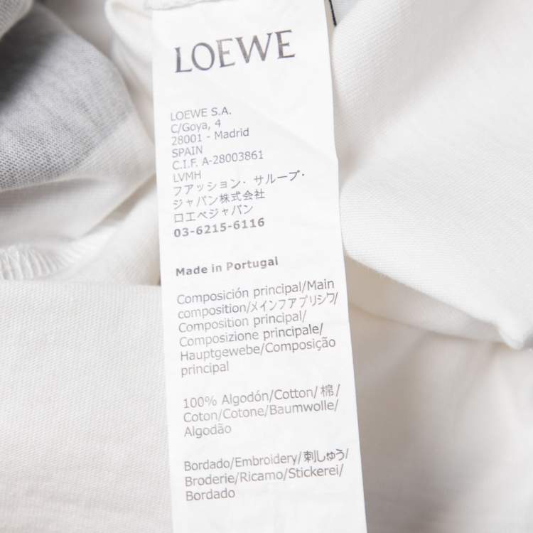 Pre Owned Loewe White Printed Cotton Embroidered Oversized T-Shirt S