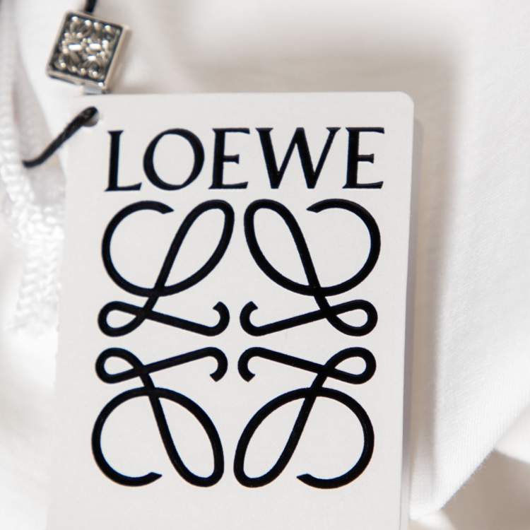 Pre Owned Loewe White Printed Cotton Embroidered Oversized T-Shirt S