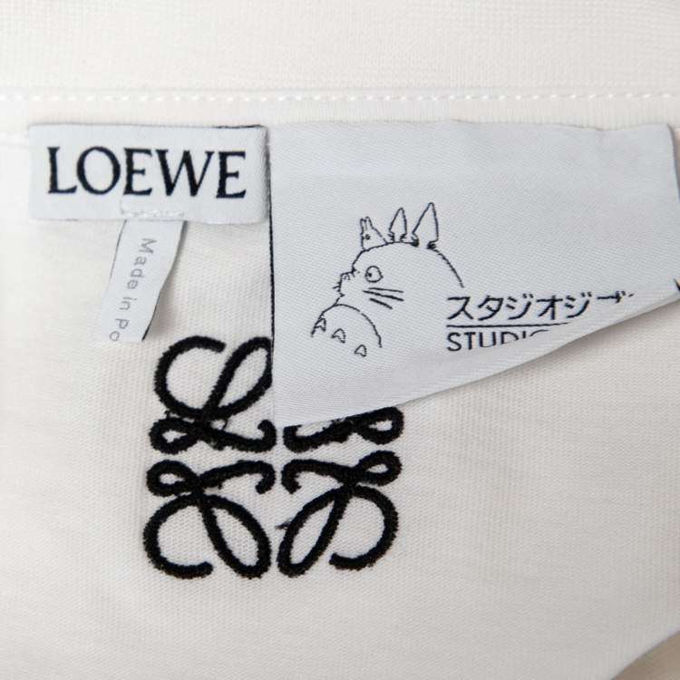 Pre Owned Loewe White Printed Cotton Embroidered Oversized T-Shirt S