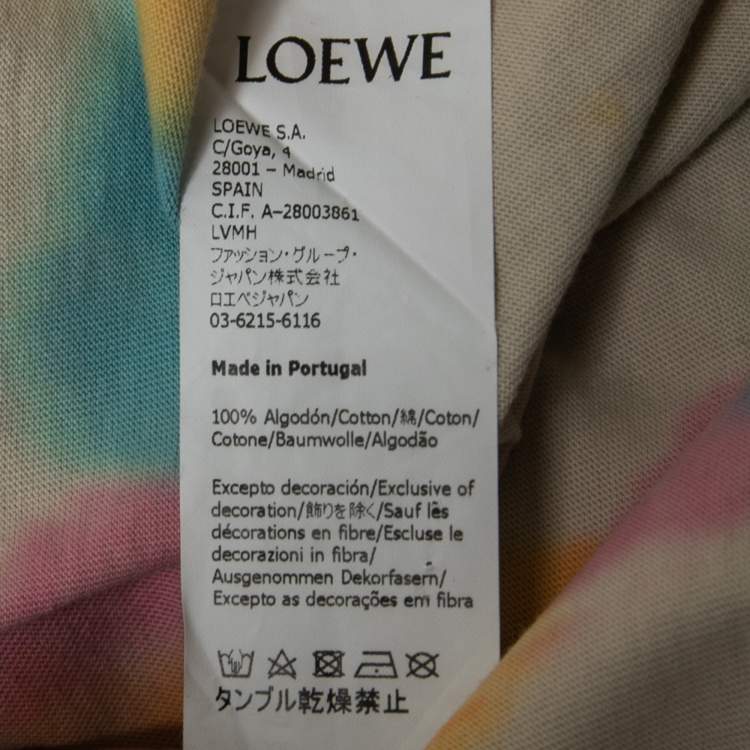 Pre Owned Loewe Multicolor Printed Cotton Knit Asymmetric Hem Oversized T-Shirt S