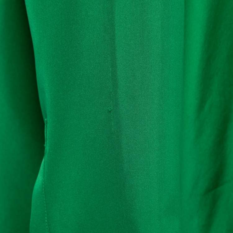 Pre Owned Loewe Green Silk Logo-Embroidered Oversize Pyjama Shirt S