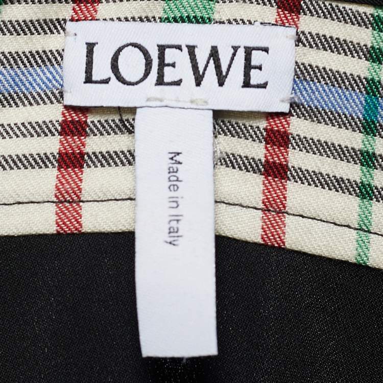 Pre Owned Loewe Black Sequined & Plaid Patchwork Shirt Dress S
