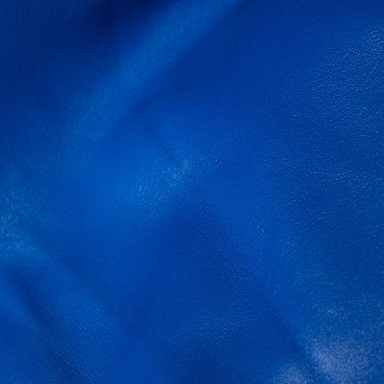 Pre Owned Loewe Blue Leather Belted Long Coat S