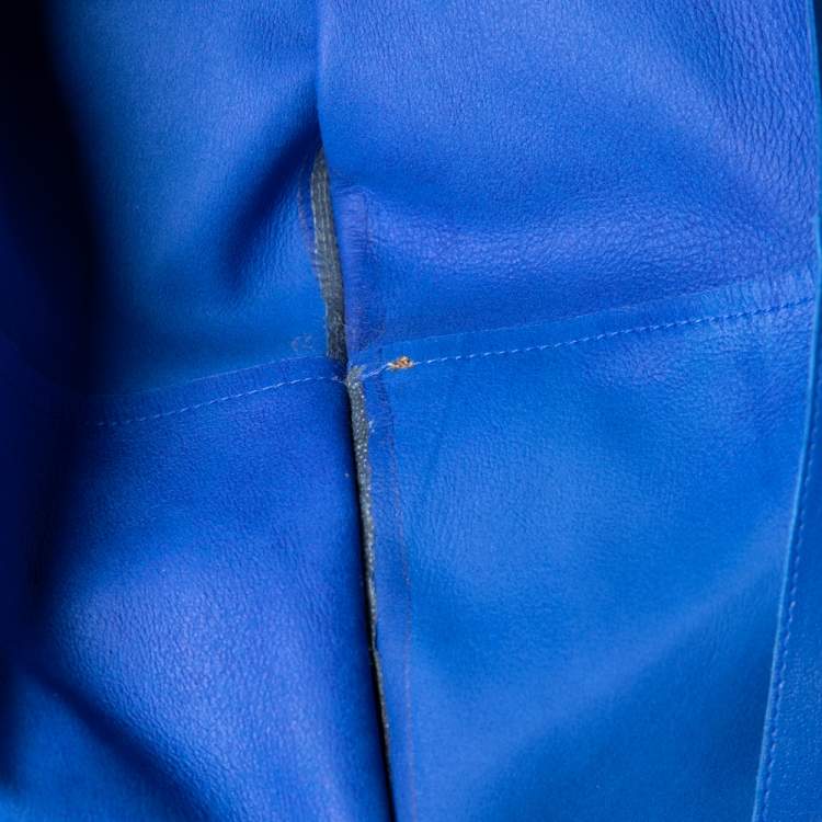 Pre Owned Loewe Blue Leather Belted Long Coat S