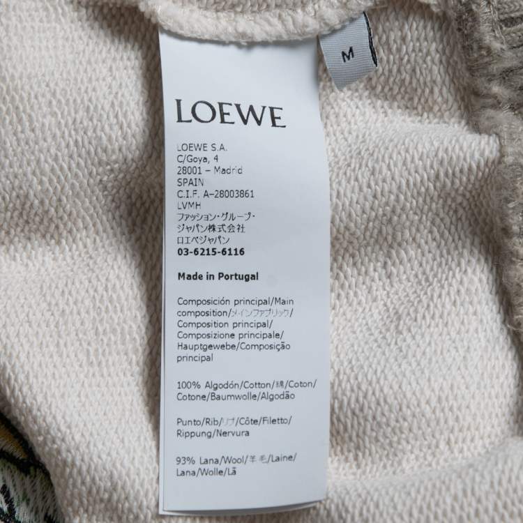 Pre Owned Loewe Cream Knit Herbarium Anagram Embroidered Sweatshirt M