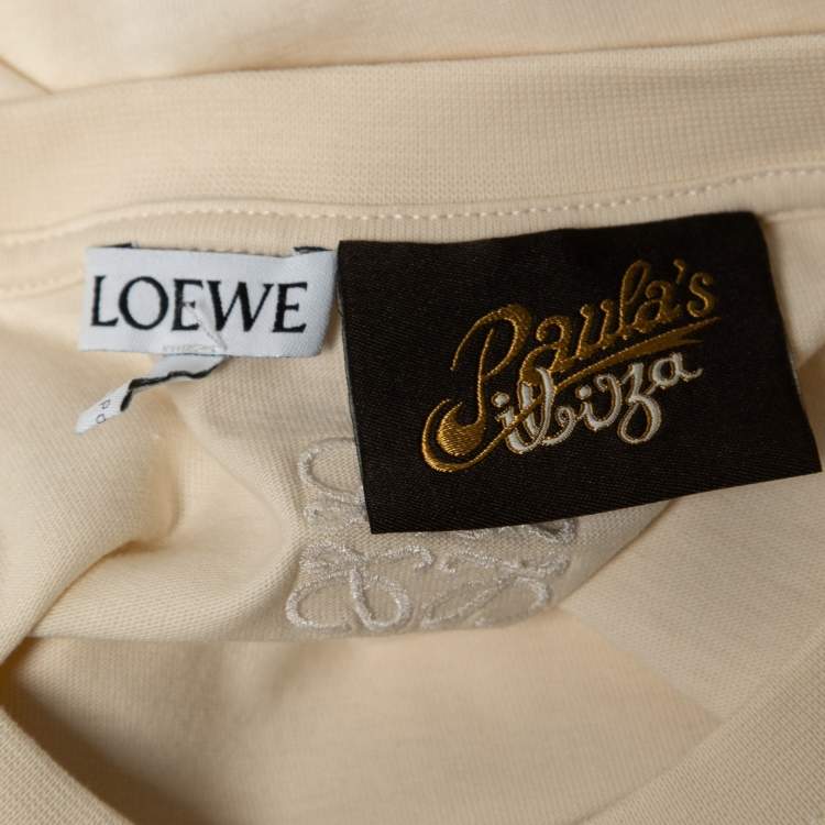 Pre Owned Loewe Beige Cotton Cactus Logo Embroidered T-Shirt S