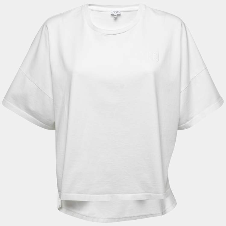 مملوكة مسبقًا Loewe White Cotton Knit Crew Neck Boxy Fit T-Shirt S