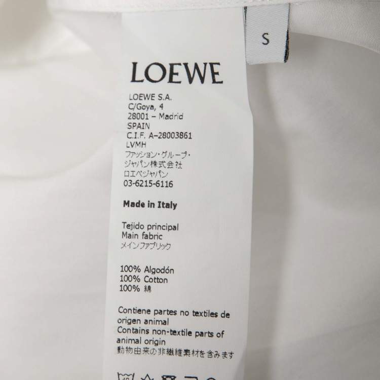 Pre Owned Loewe White Cotton Button Front Full Sleeve Oversized Shirt S