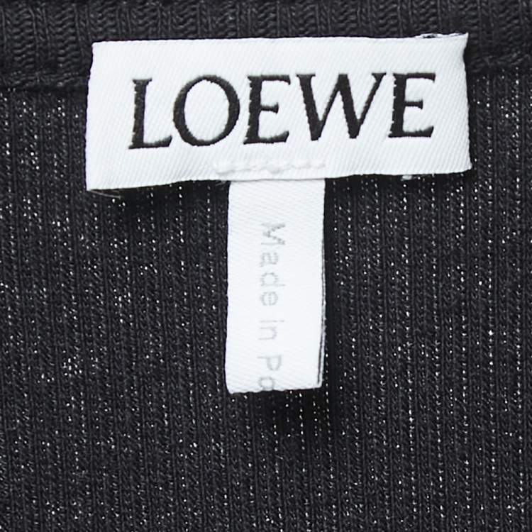 Pre Owned Loewe Black Cotton Knit Anagram Embroidered Tank Top S
