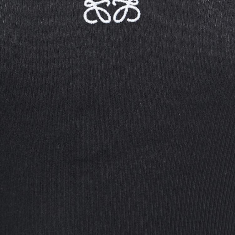 Pre Owned Loewe Black Cotton Knit Anagram Embroidered Tank Top S