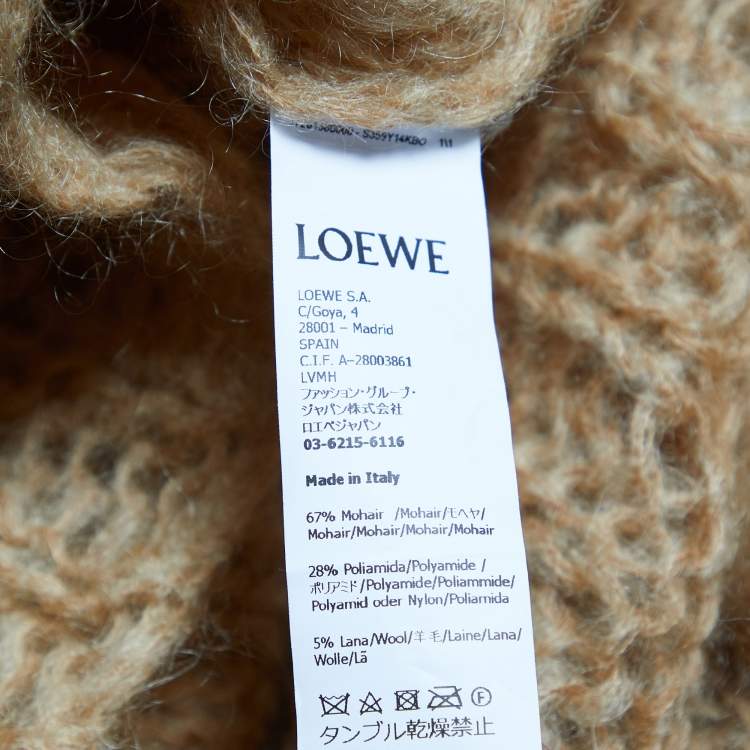 Pre Owned Loewe Brown Mohair Anagram Open Knit Sweater S