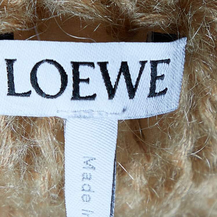 Pre Owned Loewe Brown Mohair Anagram Open Knit Sweater S