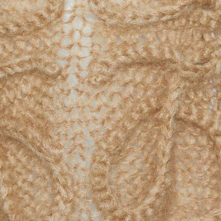 Pre Owned Loewe Brown Mohair Anagram Open Knit Sweater S