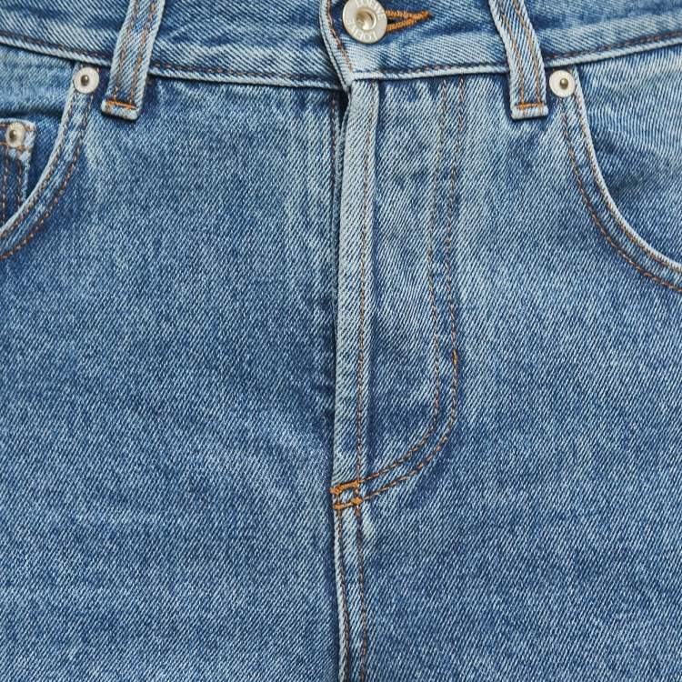 Pre Owned Loewe Blue Denim Cut-Out Detail Anagram Jeans S Waist 26"