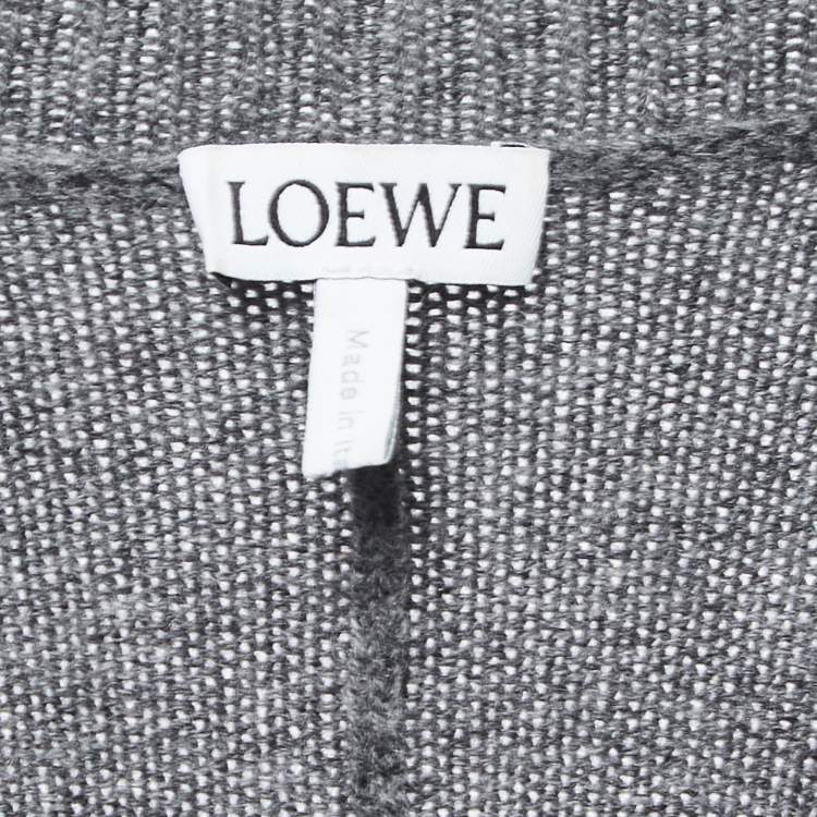 Pre Owned Loewe Grey Cashmere V-Neck Asymmetric Sweater S