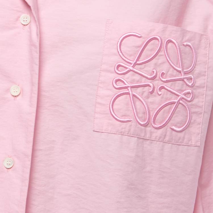 Pre Owned Loewe Pink Cotton Logo Embroidered Oversized Shirt S